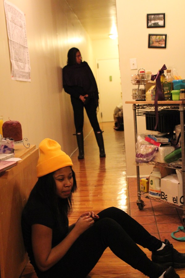 Dominique Fishback and Brenda Crawley rehearse the end of "The Little Coochie Snorcher that Could". (Photo by Patrick J. Paglen)